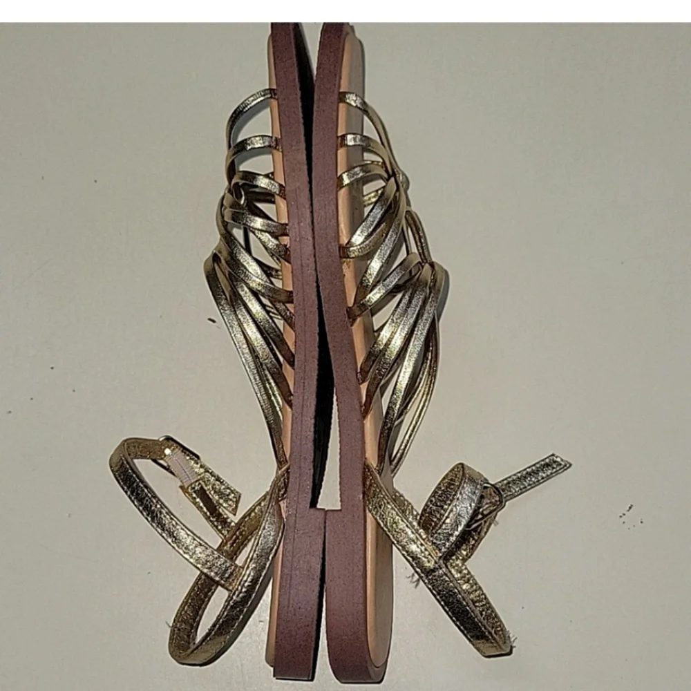 ZARA GOLD Strappy Knot Sandals Size 7.5 - Picture 12 of 15
